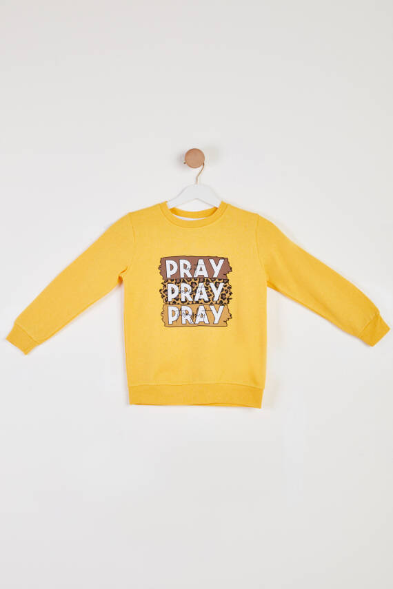 Kız Çocuk Sari Baskılı Sweatshirt - 26442 - 1