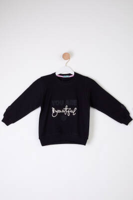 Kız Çocuk Siyah Beautiful Sweatshirt - 26105 - 1
