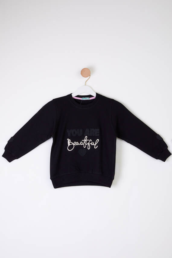 Kız Çocuk Siyah Beautiful Sweatshirt - 26105 - 1