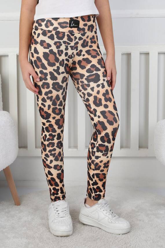 Kız Çocuk Siyah Kız Çocuk Leopar Tayt - 26717 - 1