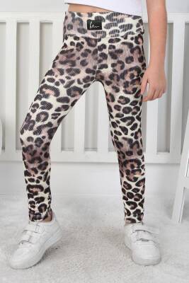 Kız Çocuk Siyah Leopar Desenli Tayt - 26798 - 1