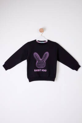 Kız Çocuk Siyah Tavşan Sweatshirt - 26101 