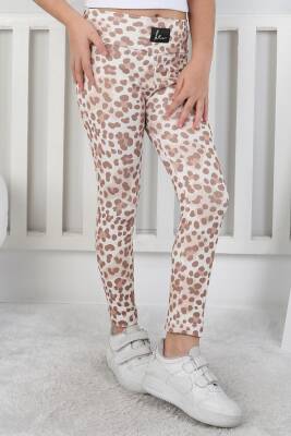 Kız Çocuk Vizon Leopar Desenli Tayt - 26802 