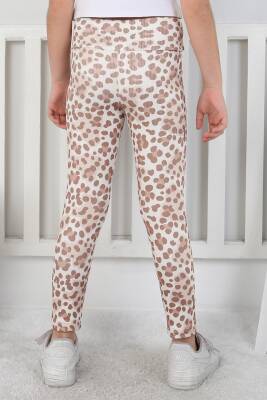 Kız Çocuk Vizon Leopar Desenli Tayt - 26802 - 4
