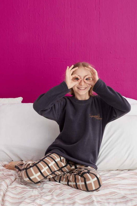 Kız Çocuk Vizon Pijama Takımı - 23930 - 2