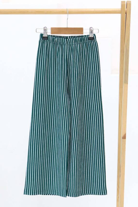 Kız Çocuk Zumrut Çizgili Pantolon - 27306 - 1