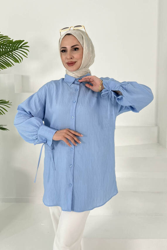 Kolları Bağcık Detaylı Tunik Bebe Mavi - 27001 - 2