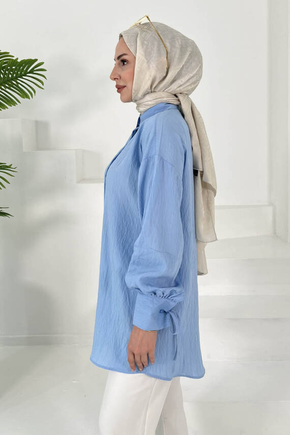 Kolları Bağcık Detaylı Tunik Bebe Mavi - 27001 - 5