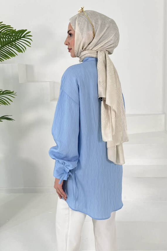 Kolları Bağcık Detaylı Tunik Bebe Mavi - 27001 - 6