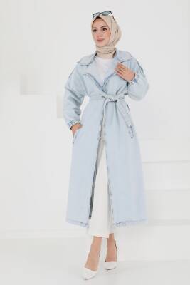 Kot Kuşaklı Trençkot Buz Mavi - 27444 - 1