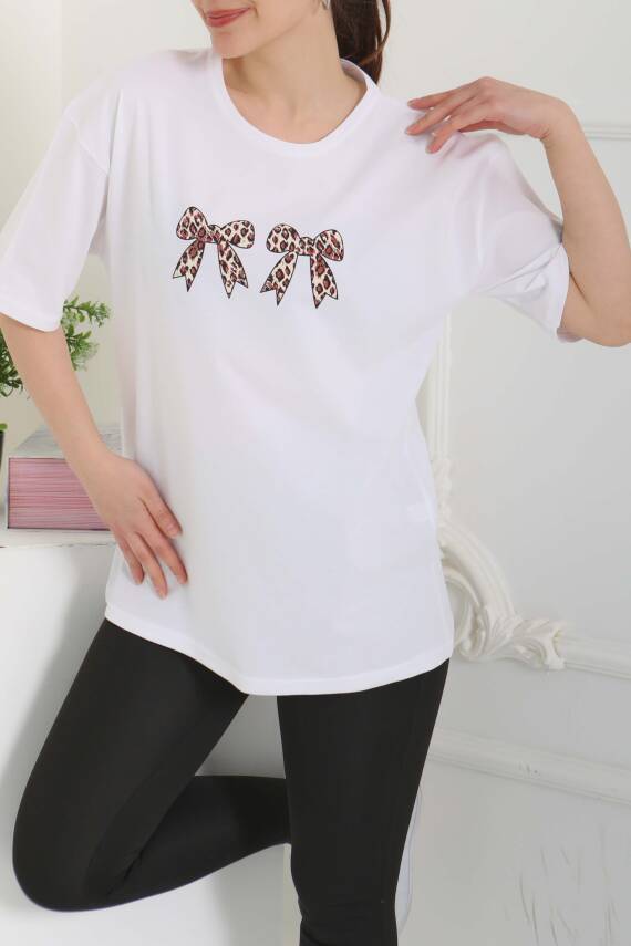 Kurdale Baskılı Kısa Kollu T-Şhirt Beyaz - 27120 - 6