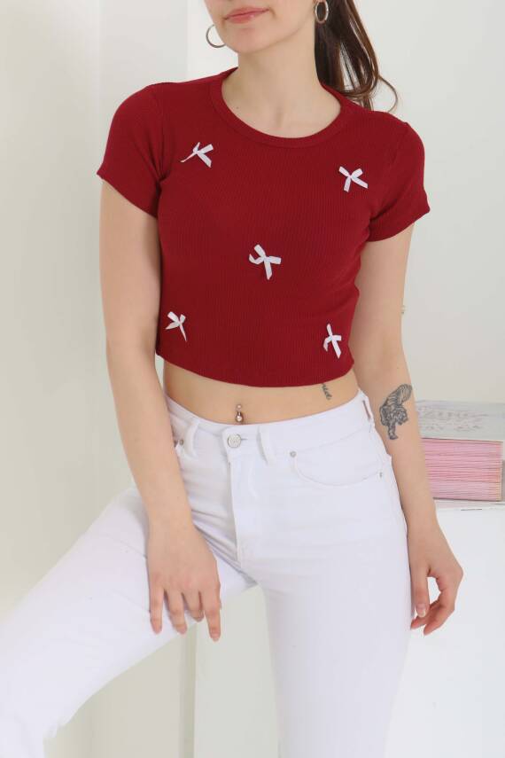 Kurdale Detaylı Bady Bordo - 27142 - 1