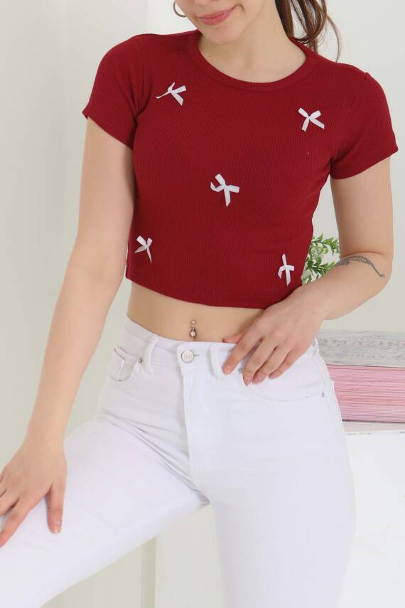 Kurdale Detaylı Bady Bordo - 27142 - 5