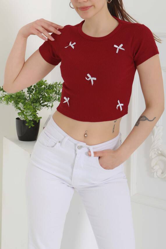 Kurdale Detaylı Bady Bordo - 27142 - 6