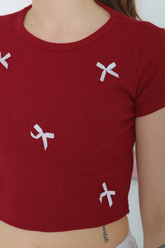 Kurdale Detaylı Bady Bordo - 27142 - 7