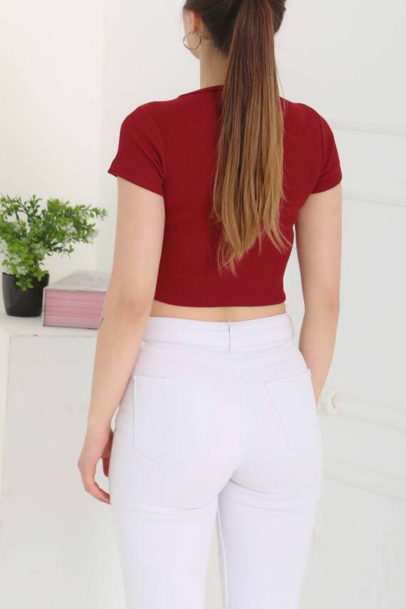 Kurdale Detaylı Bady Bordo - 27142 - 8
