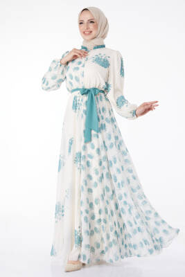 Kuşaklı Abiye Elbise Mint - 25204 
