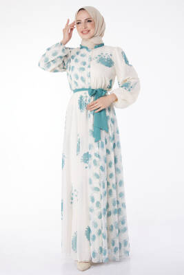 Kuşaklı Abiye Elbise Mint - 25204 - 3