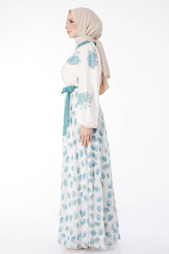 Kuşaklı Abiye Elbise Mint - 25204 - 4