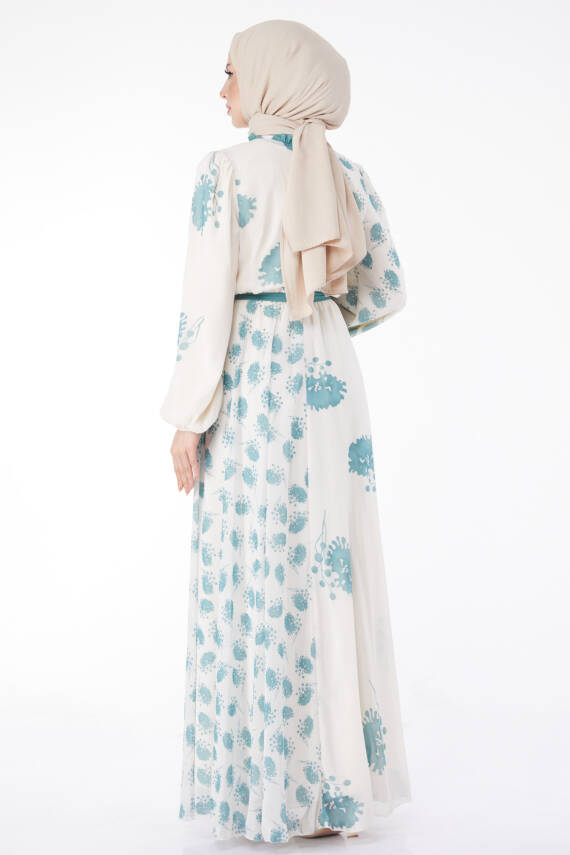 Kuşaklı Abiye Elbise Mint - 25204 - 6