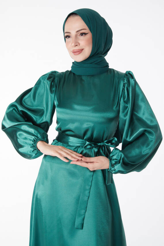 Kuşaklı Elbise Zümrüt - 13160 - 1