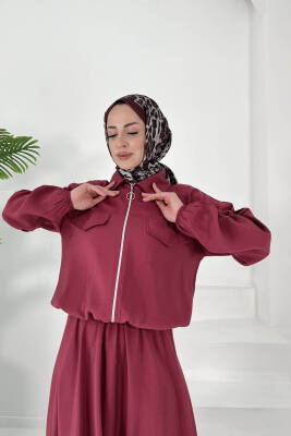 Lastikli Etekli Takım Bordo - 27011 - 3