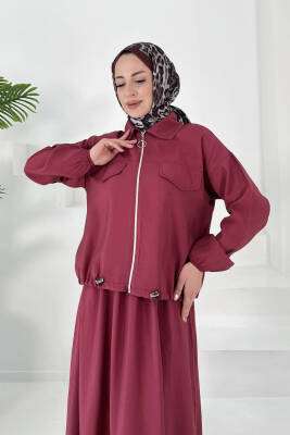 Lastikli Etekli Takım Bordo - 27011 - 4