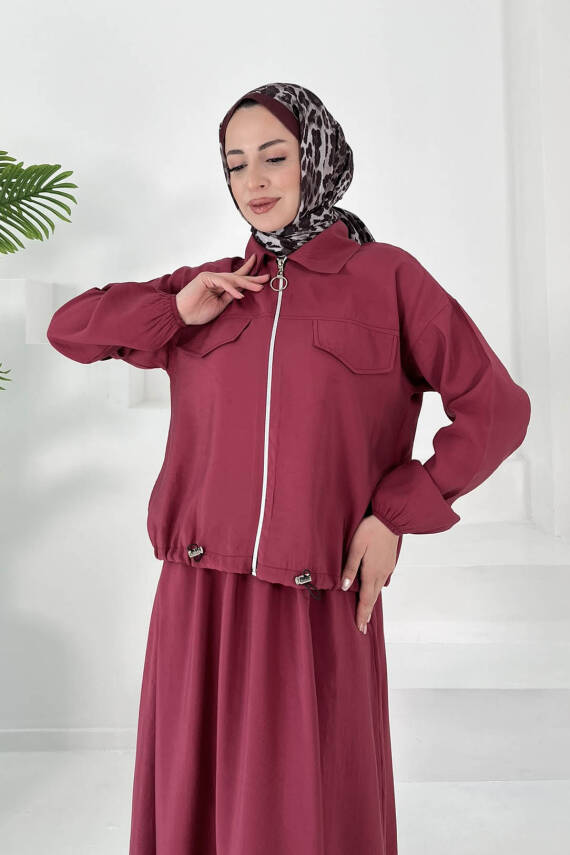 Lastikli Etekli Takım Bordo - 27011 - 4