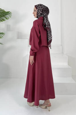 Lastikli Etekli Takım Bordo - 27011 - 6