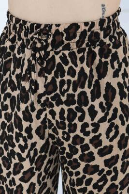 Leopar Desenli Lastikli Pantolon Vizon - 27129 - 6