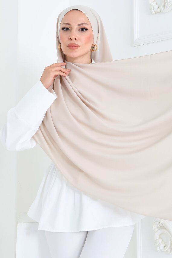 Medine İpeği Şal Krem - 27852-KREM - 2
