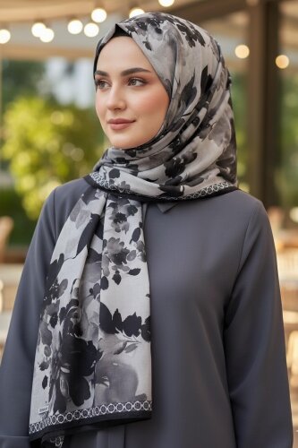 Midnight Bloom Serisi Pamuk Şal Bordo - 27986-BORDO - 2