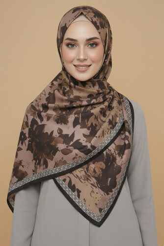 Midnight Bloom Serisi Pamuk Şal Kahve - 27986-KAHVE - 2