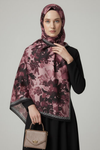 Midnight Bloom Serisi Pamuk Şal Mercan - 27986-MERCAN