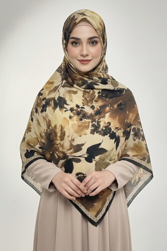 Midnight Bloom Serisi Pamuk Şal Sari - 27986-SARI