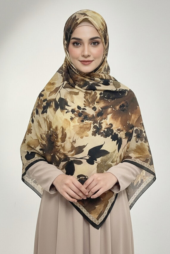 Midnight Bloom Serisi Pamuk Şal Sari - 27986-SARI - 1