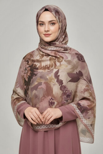 Midnight Bloom Serisi Pamuk Şal Vizon - 27986-VIZON