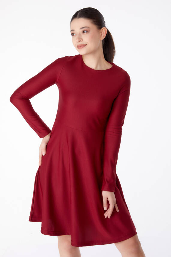 Mini Abiye Elbise Bordo - 13191 - 4