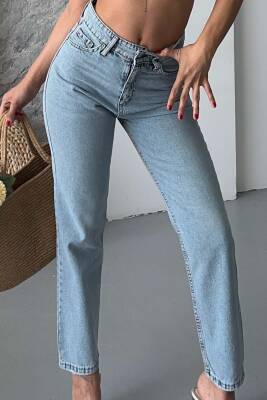 Mom Kot Pantolon Buz Mavi - 27302 - 4