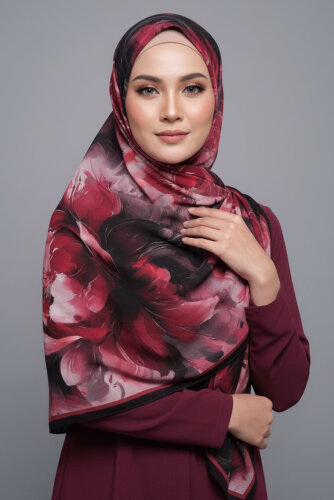 Mystic Flora Serisi Pamuk Şal Bordo - 27988-BORDO - 2