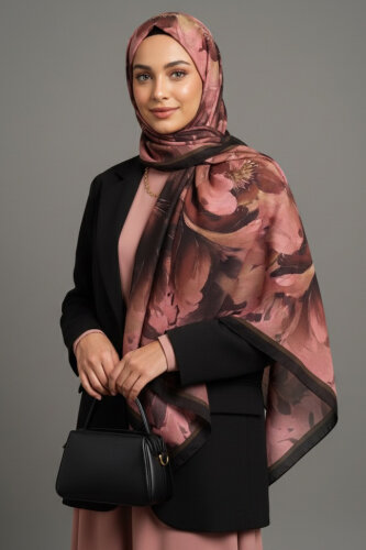 Mystic Flora Serisi Pamuk Şal Kahve - 27988-KAHVE