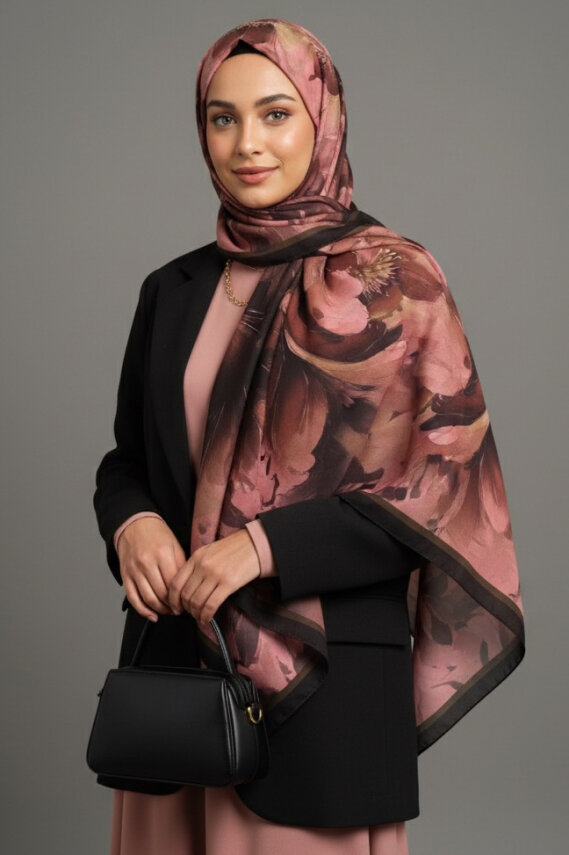 Mystic Flora Serisi Pamuk Şal Kahve - 27988-KAHVE - 1