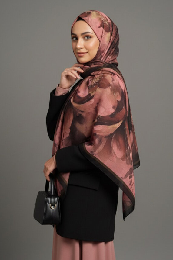 Mystic Flora Serisi Pamuk Şal Kahve - 27988-KAHVE - 2