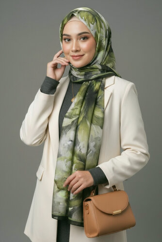 Mystic Flora Serisi Pamuk Şal Yesil - 27988-YESIL 