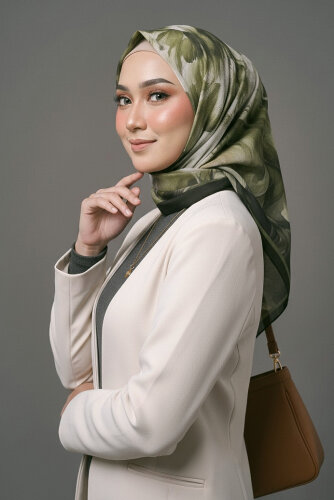 Mystic Flora Serisi Pamuk Şal Yesil - 27988-YESIL - 2