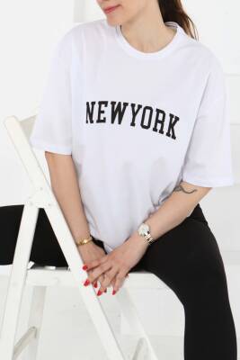 NEW YORK Baskılı Kısa Kollu T-Şhirt Beyaz - 27125 