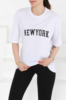 NEW YORK Baskılı Kısa Kollu T-Şhirt Beyaz - 27125 - 3