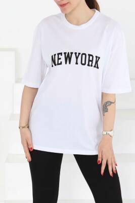 NEW YORK Baskılı Kısa Kollu T-Şhirt Beyaz - 27125 - 4