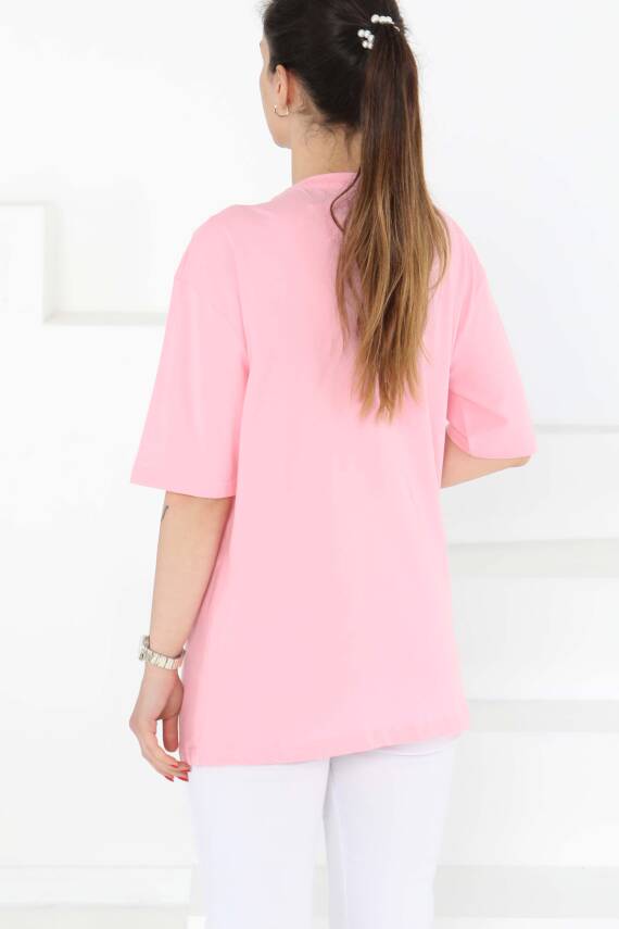NEW YORK Baskılı Kısa Kollu T-Şhirt Pembe - 27125 - 5