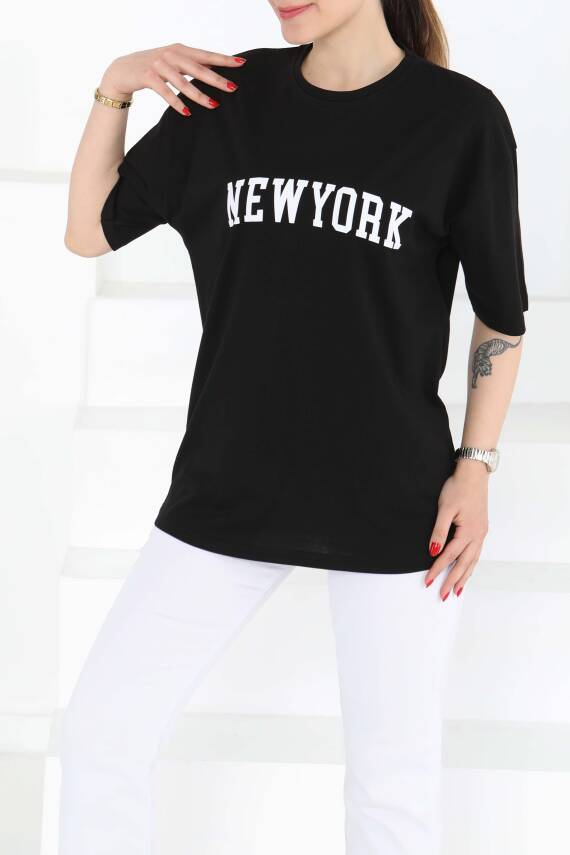 NEW YORK Baskılı Kısa Kollu T-Şhirt Siyah - 27125 - 3